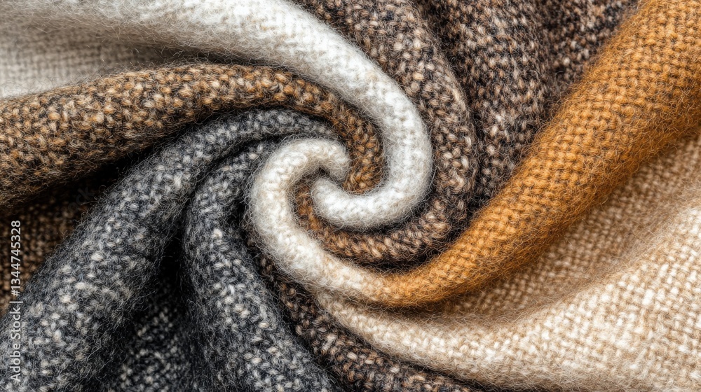 Fototapeta premium Warm Rustic Wool Fabric with Visible Fibers in Neutral Browns and Grays for Textiles