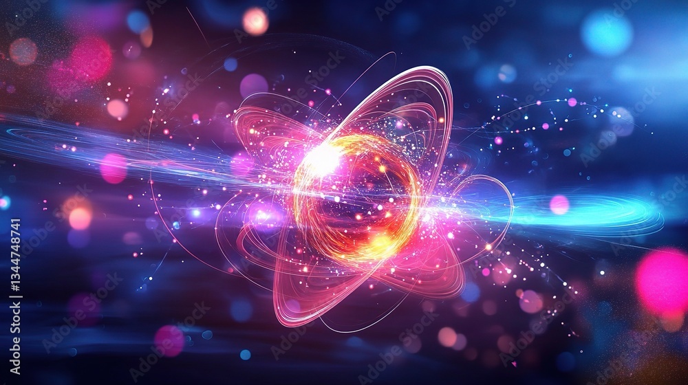 Vibrant Abstract Science and Technology Design with Floating Elements Vibrant Abstract Science and Technology Design with Floating Elements
