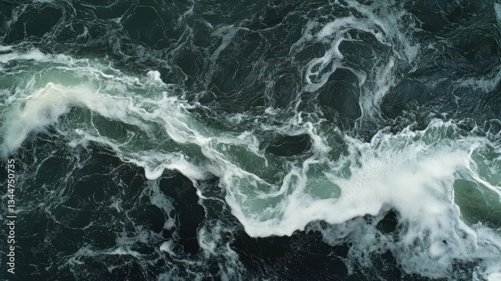 Fototapeta premium Dark Teal Water with White Foam Abstract Texture