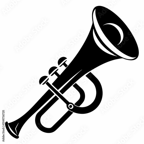 Simple Black Trumpet Silhouette for Mardi Gras Vector