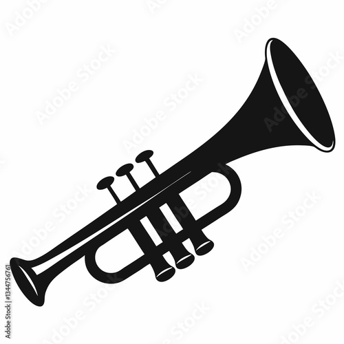 Simple Black Trumpet Silhouette for Mardi Gras Vector