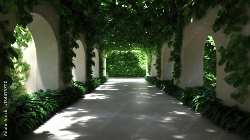 Obraz premium Lush, light-filled garden pathway