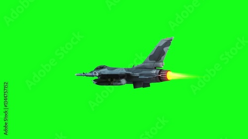 Military fighter jet F-16. green screen isolate