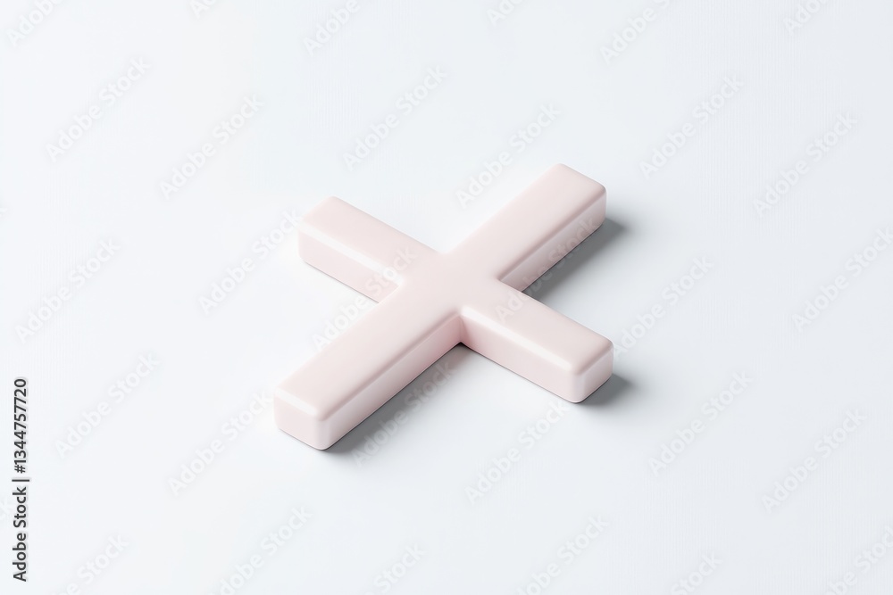 Light pink plus sign on white background Light pink plus sign on white background