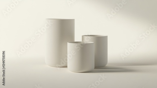 White ceramic planters studio sunlight minimal display