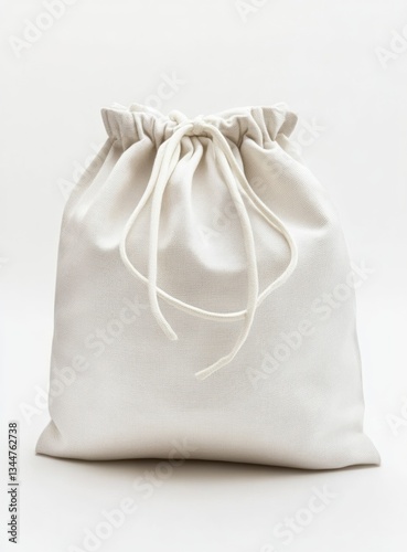 White drawstring bag, studio shot, blank, packaging