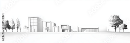 Modern architecture banner featuring minimal design and clean lines in a tranquil setting
