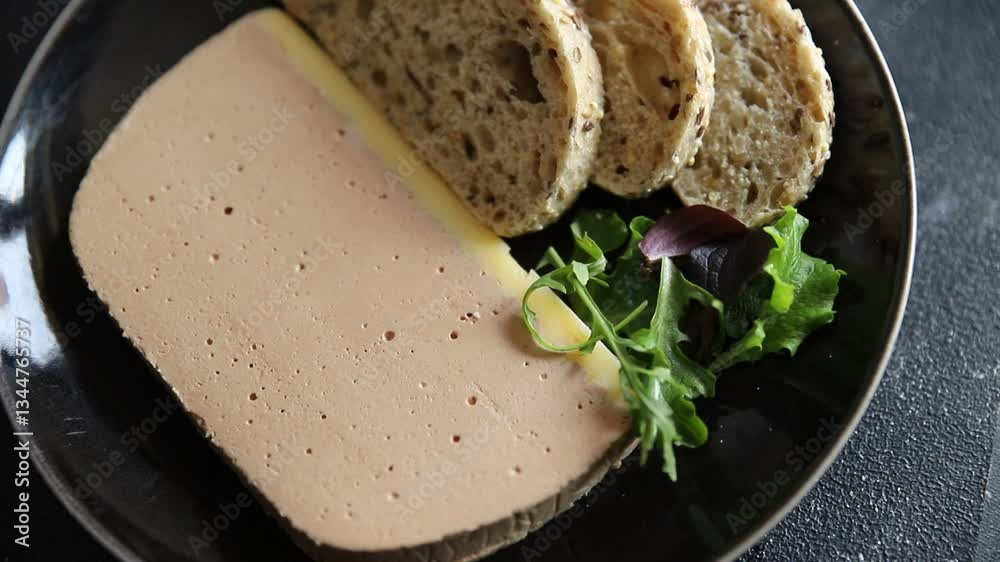 Liver pate duck mousse poultry meat tasty fresh gourmet food background table rustic food top view copy space