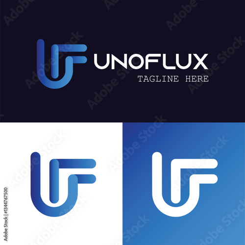 Uf letter logo design uno flux modern and creative with minimalist