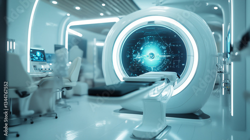 Wallpaper Mural Automated optometry equipment in a futuristic consultation office-2 Torontodigital.ca