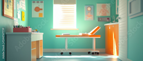 Wallpaper Mural Bright and clean pediatric office with a small exam table, a bandage box, and a syringe tray-3 Torontodigital.ca