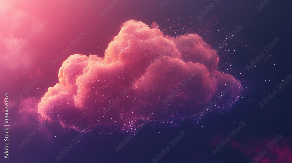 Fototapeta premium Vibrant Abstract Geometric Cloud Design with Technological Elements