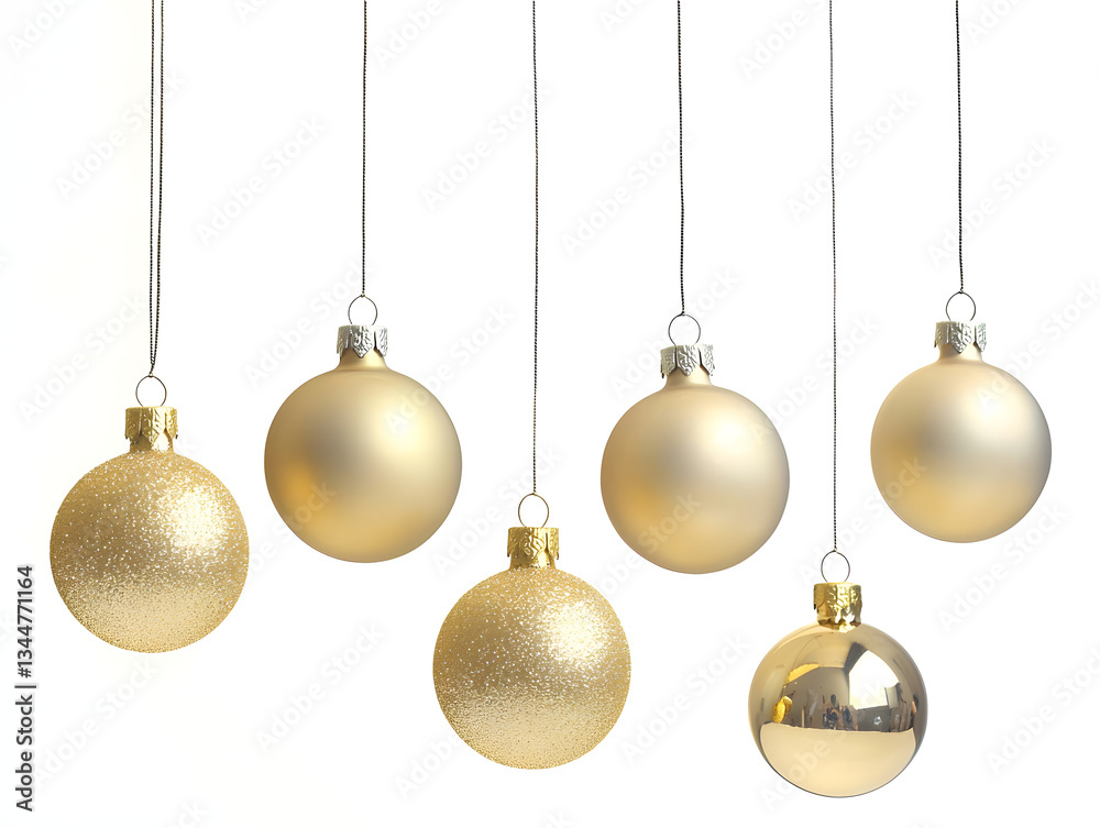Elegant Gold Christmas Ornaments Hanging on String for Festive Decor Elegant Gold Christmas Ornaments Hanging on String for Festive Decor
