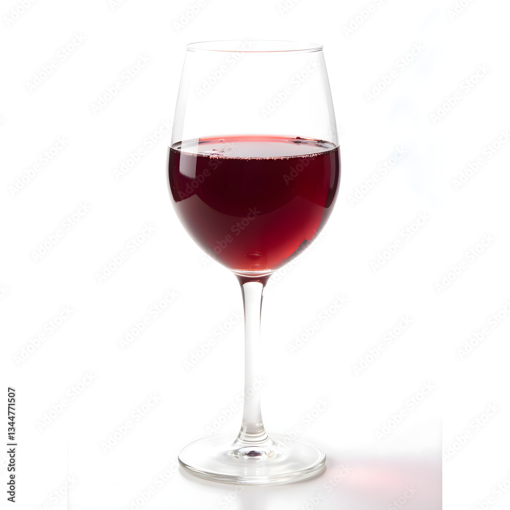 Glass of red wine on white background