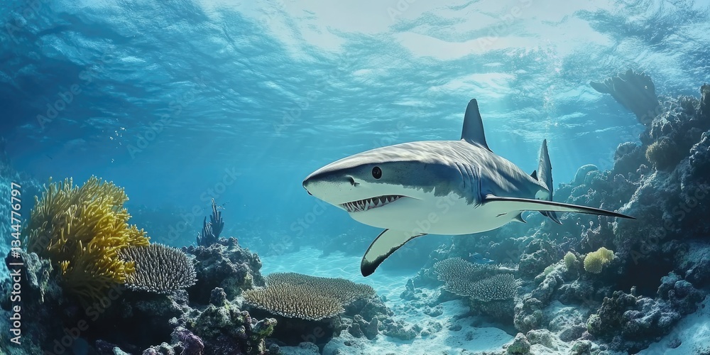 Fototapeta premium Shark Swimming in Coral Reef