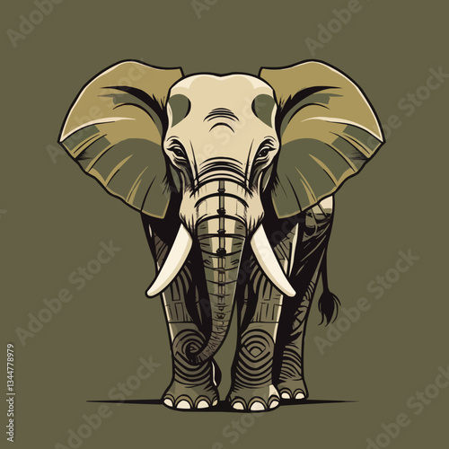 An elephant, simple Retro & Vintage Vector Art.