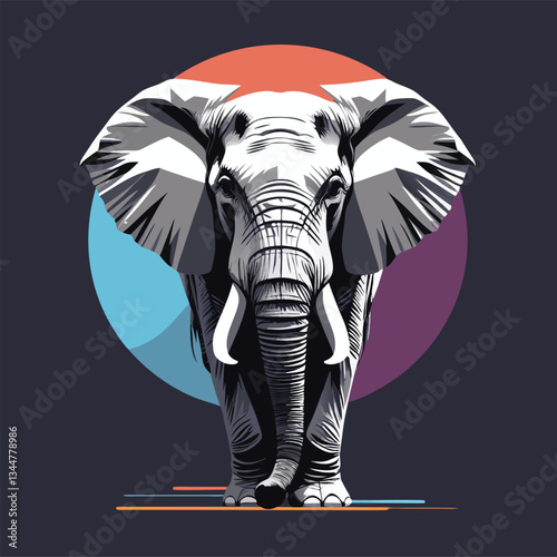 An elephant flat 2d simple vector illustration