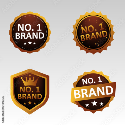 No 1 text badge vector design. No 1 text crest design	
