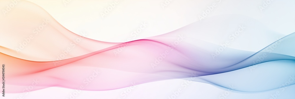 Minimalist design banner featuring flowing pastel waves on a crisp white background Minimalist design banner featuring flowing pastel waves on a crisp white background
