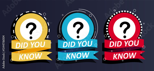 Did you know question banner set. Attention, important fact. Bright design template. Vector illustration.