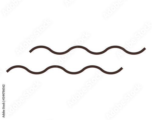 Two parallel wavy lines suggest fluidity, movement, or waves with clean, modern style. Ideal for art, nature, rhythm, motion simplicity minimalism abstract design. Flat color icon