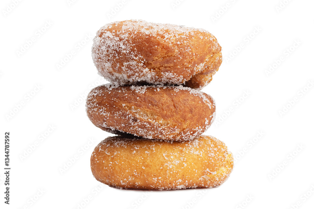Homemade sweet orange-flavored doughnuts, captured in close-up