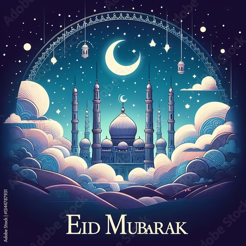 Eid Mubarak greeting card celebration wish