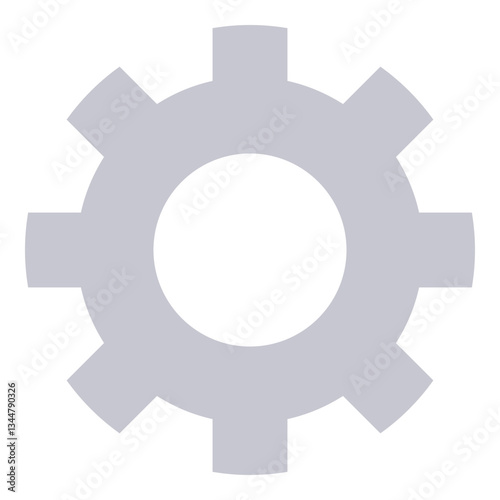 Gear mechanism with seven teeth signifying functionality, process optimization, and technology. Ideal for engineering, settings, industry, machinery, innovation manufacturing system. Flat color