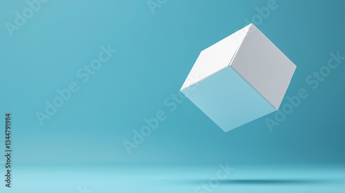 Mockup white box float on green mint blue background 