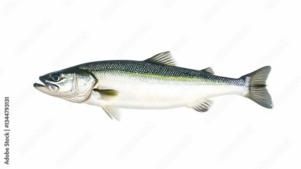 Obraz premium Side View Of Salmon On White Background