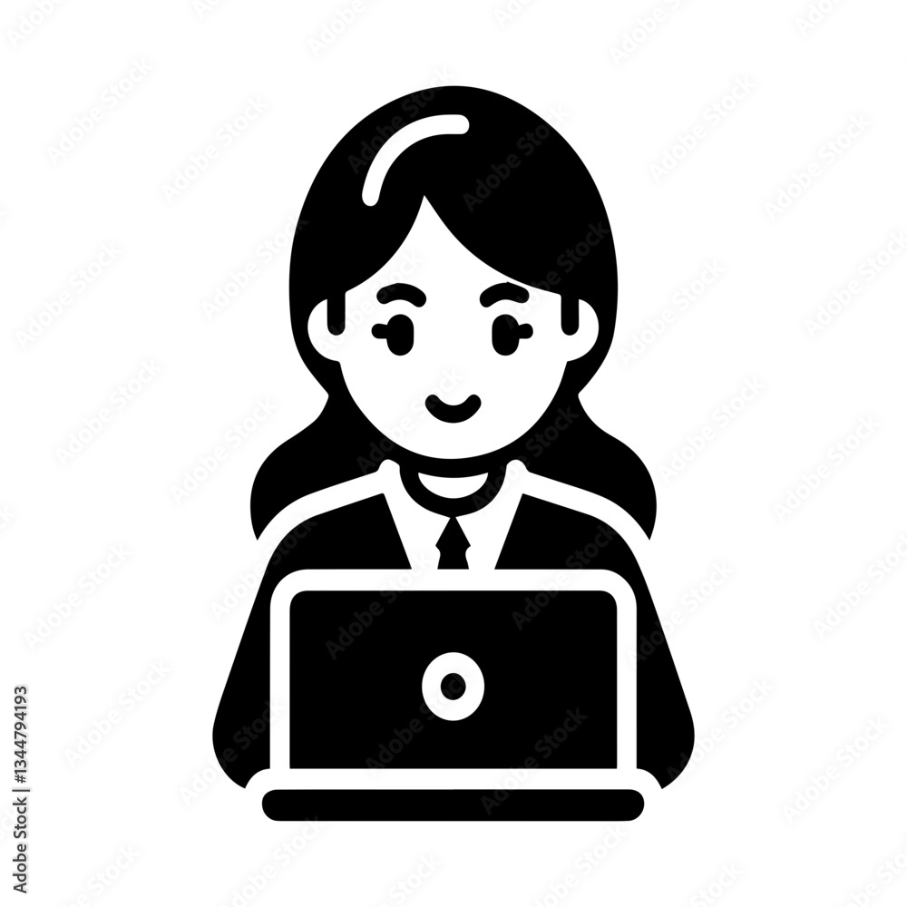 women office worker vector icon.
