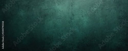 Dark green wallpaper background with rough textured surface. Grunge decorative plaster design on wall. Solid tinted color backdrop, concrete style. Mottled colors, shades, tinges blend in stylish
