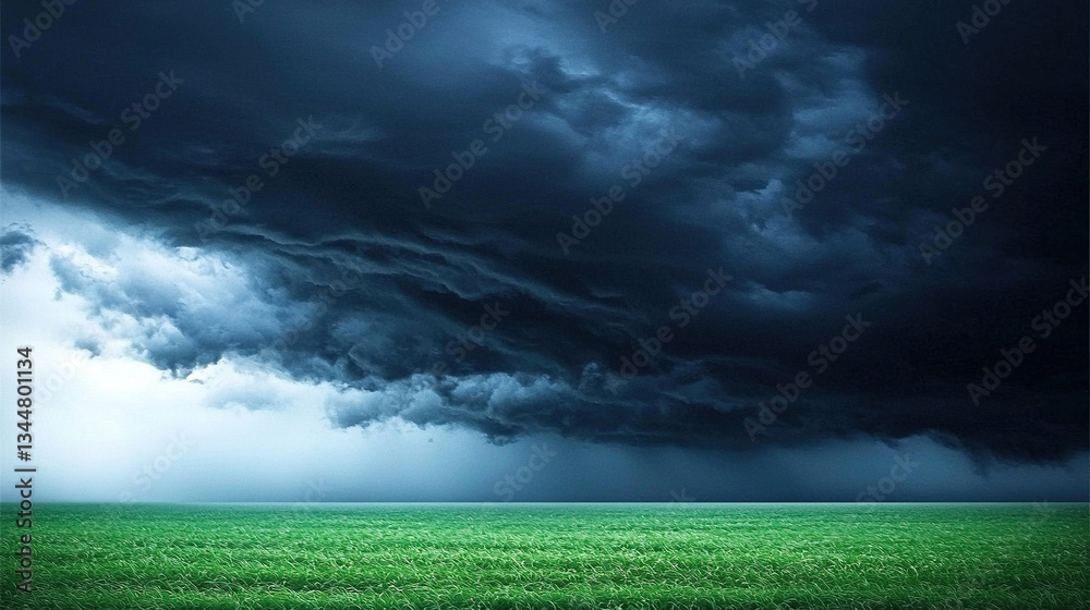 Dramatic storm clouds over a field
