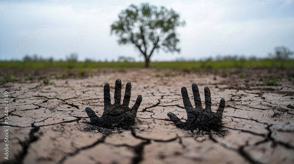 Dry cracked earth, imploring hands