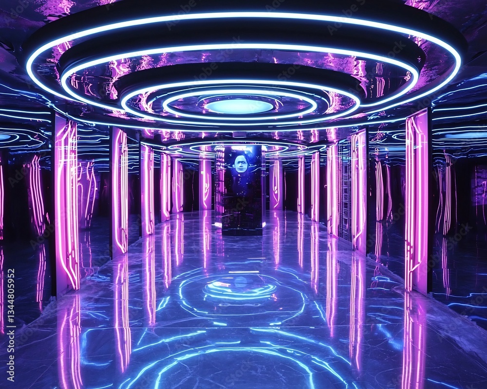 Obraz premium Futuristic workspace blending digital remote work and physical office collaboration