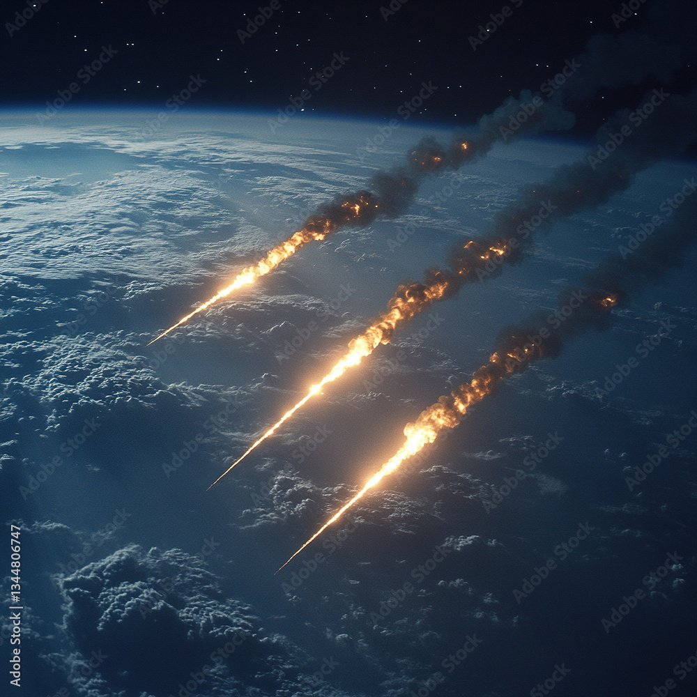 Earth bombarded by space debris