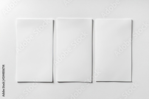 White Trifold Brochures Mockup, Studio Background, Design Template