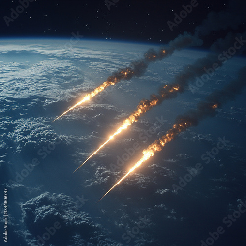 Obraz na płótnie Earth bombarded by space debris w salonie