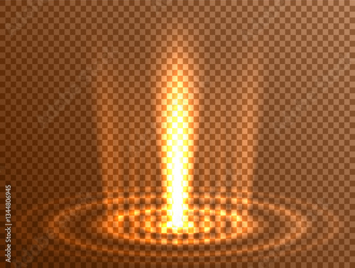 Futuristic glowing golden energy portal with transparent background. Sci-fi teleportation vortex with circular ripple effect, ideal for gaming, fantasy, and digital artwork