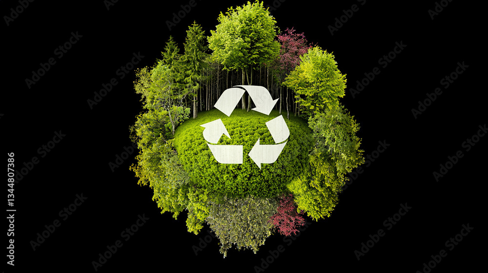 Earth with recycle symbol, nature's circle