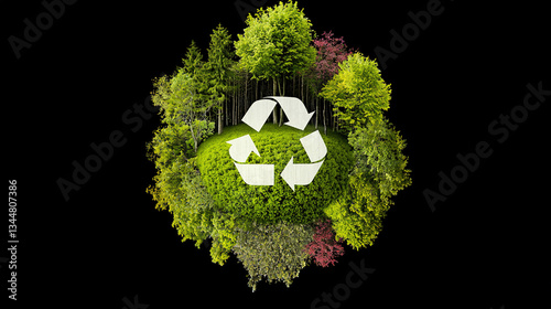 Obraz na płótnie Earth with recycle symbol, nature's circle w salonie