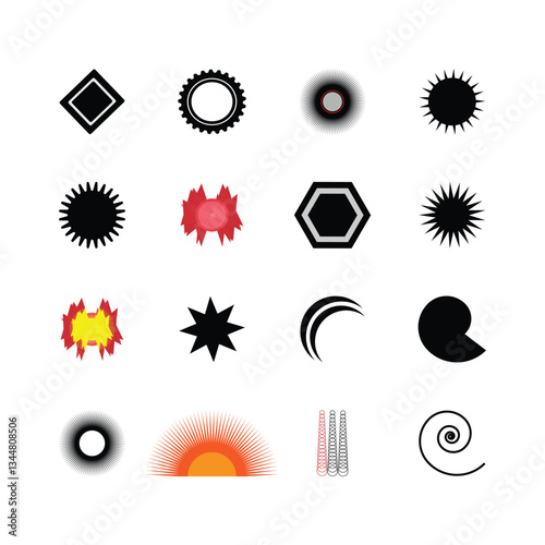 Set of colorful icons for web design and seasonal elements