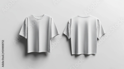 White T-shirt mockup, front & back, studio, plain background, apparel design (1)