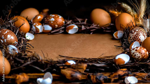Obraz na płótnie Easter Eggs Nest Frame w salonie