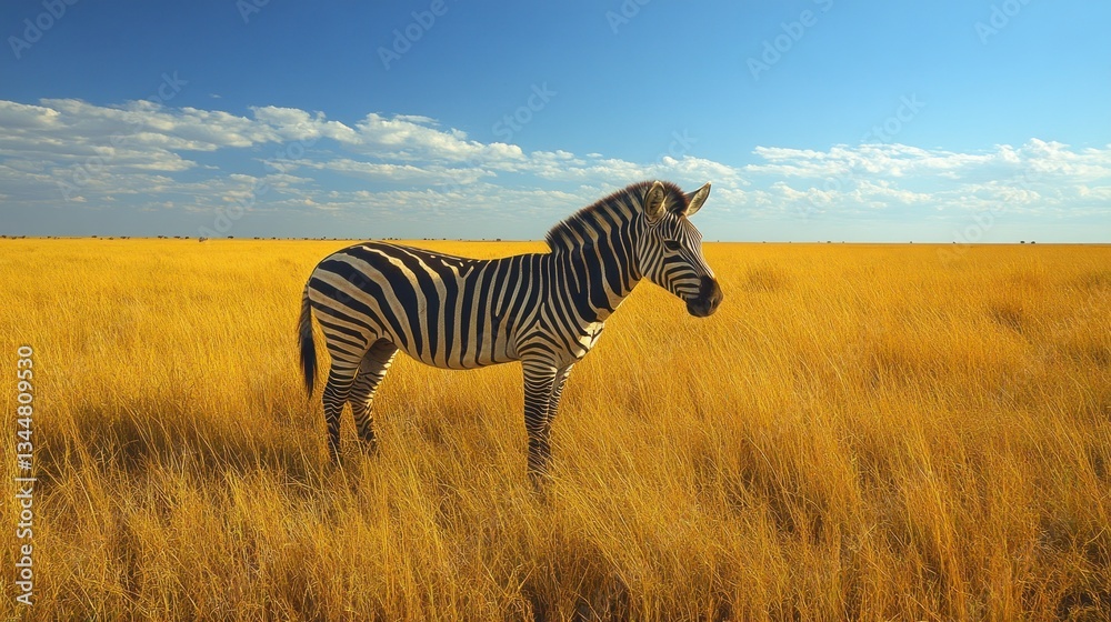 Naklejka premium Zebra in Golden Savanna