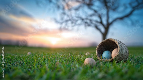 Obraz na płótnie Eggs in a Nest at Sunrise w salonie