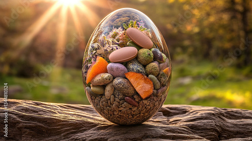 Obraz na płótnie Egg-shaped container with mix of foods w salonie