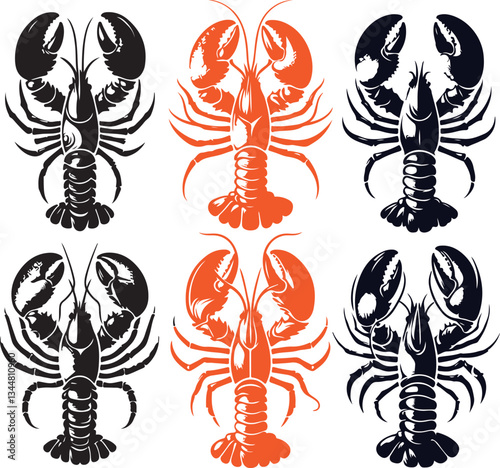 lobster vector illustration set