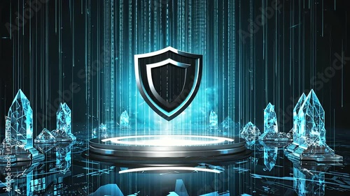 Frames A high-tech cybersecurity environment where a glowing, th s-high-contrast-cool, a-2, 30663544