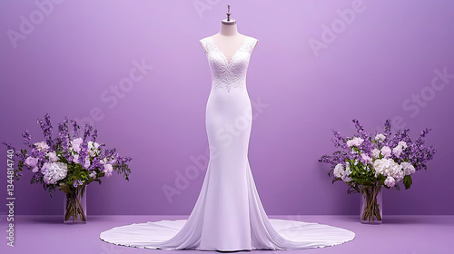 Obraz na płótnie Elegant Wedding Gown Display (1) w salonie